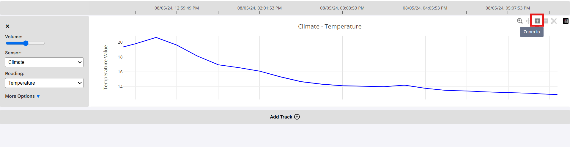 user selects 'Zoom-In'